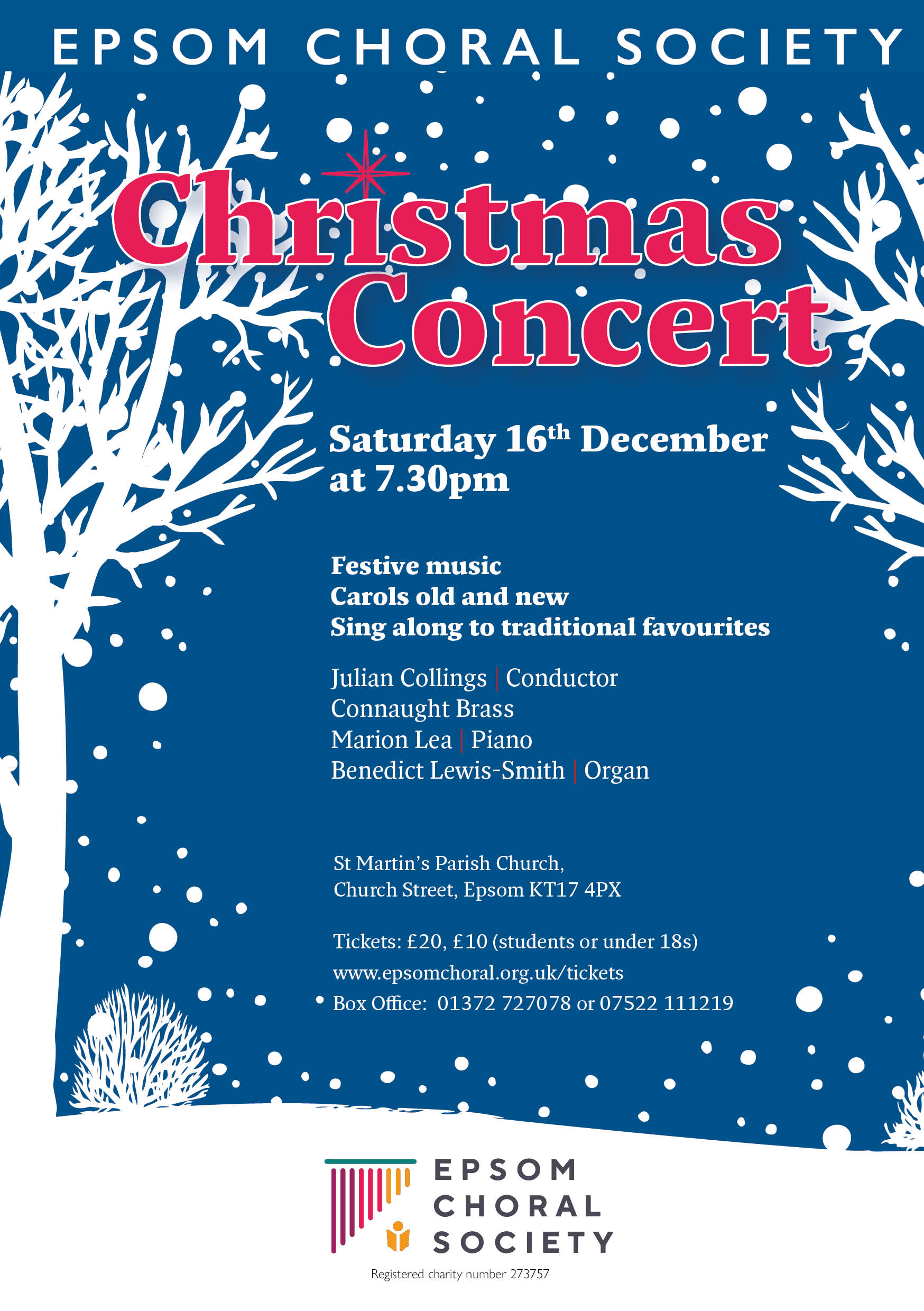 Epsom Choral Society Christmas Concert flyer