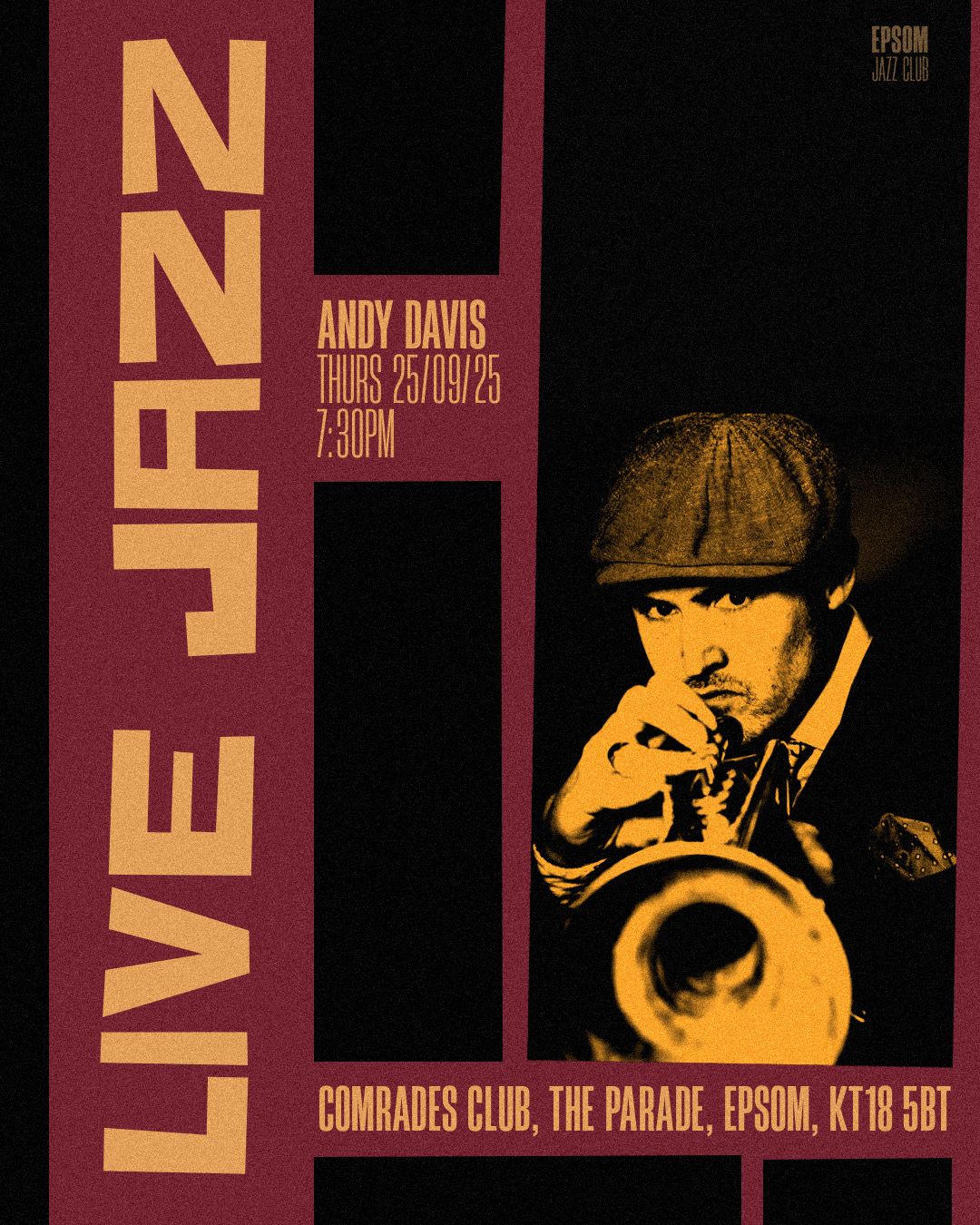 In September, Epsom Jazz Club presents Andy Davis