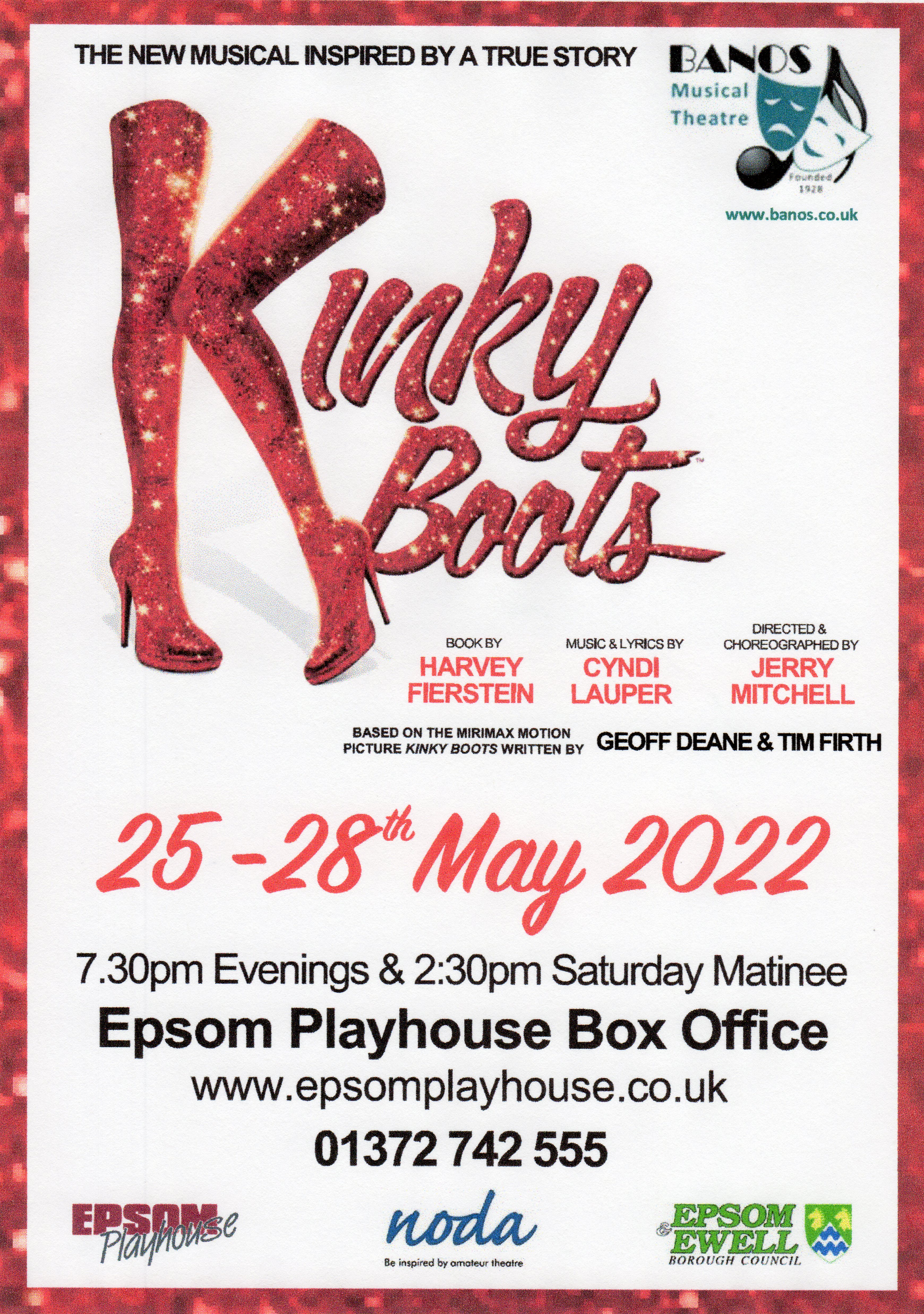 BANOS Kinky Boots at Epsom Playhouse 25-28 May BANOS Kinky Boots at Epsom Playhouse 25-28 May flyer