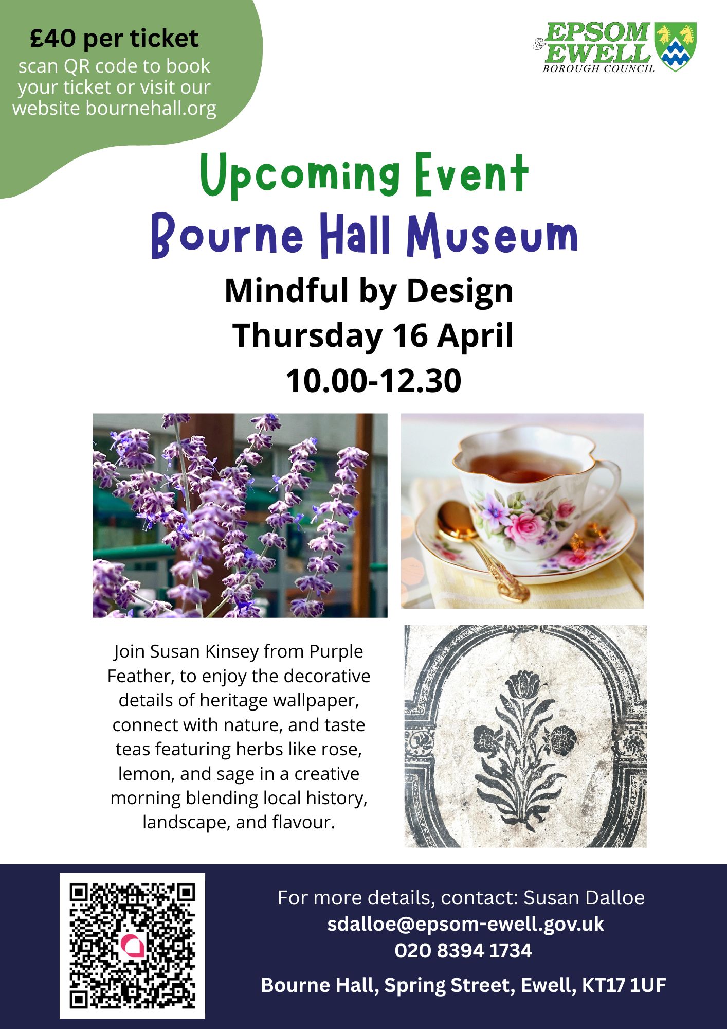 Lavender, teacup and wallpaper leaflet