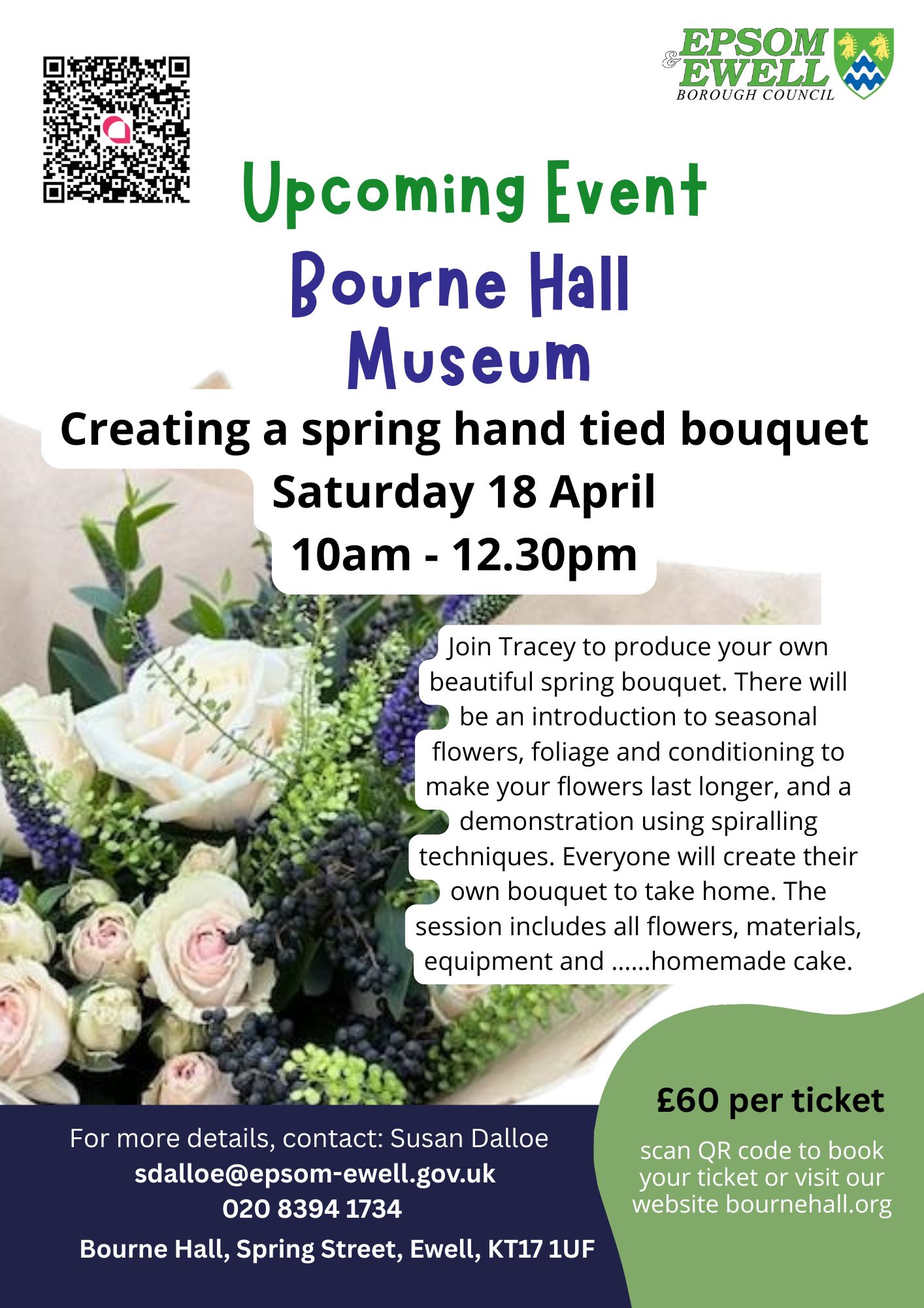 Spring flowers with booking details