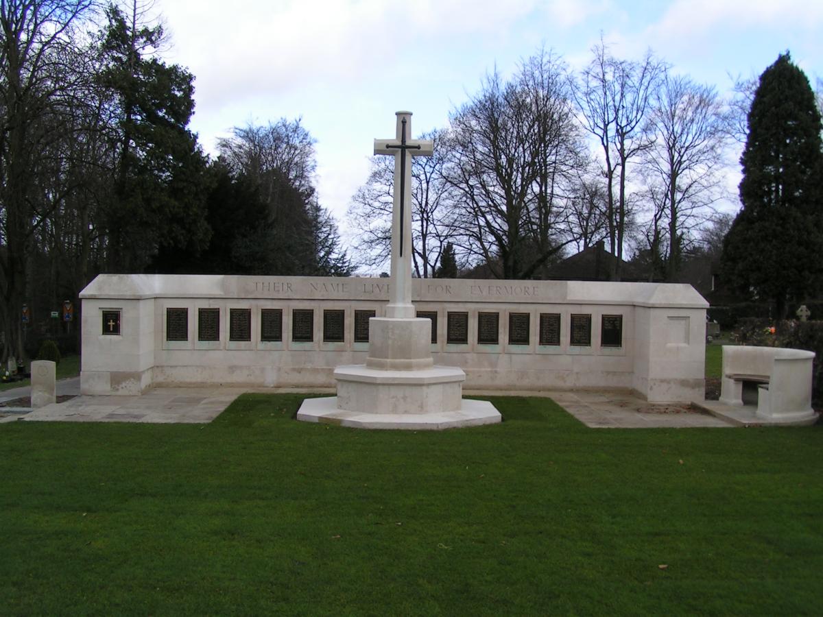 Photo of the Commonwealth War Graves memorial located in Epsom Cemetery