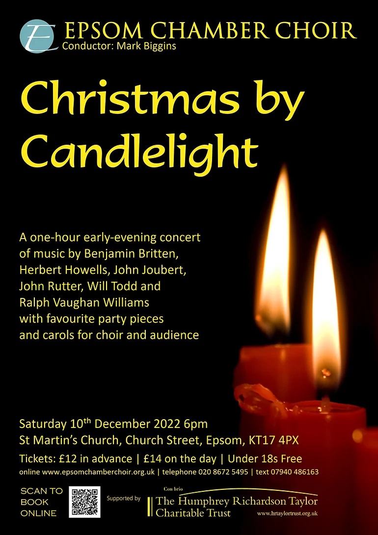 Flyer with event information and a candle